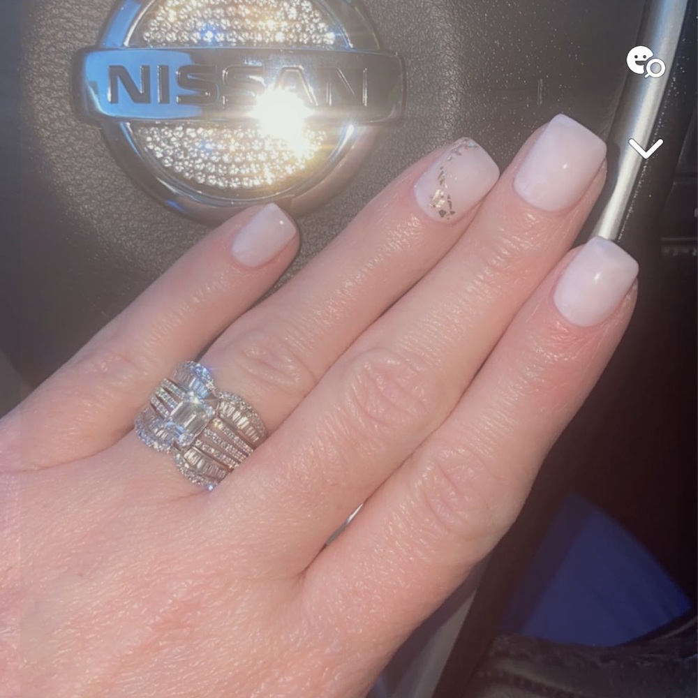Emerald cut wedding set